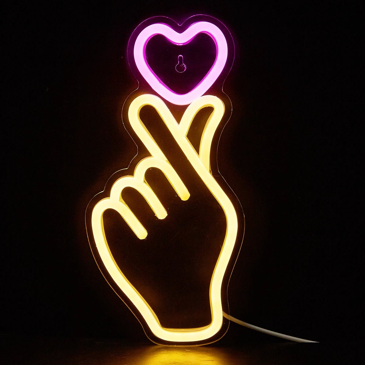 LED Neon Sign Finger Heart USB Powered - Festive Fancies