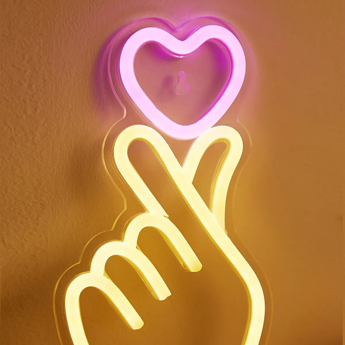 LED Neon Sign Finger Heart USB Powered - Festive Fancies