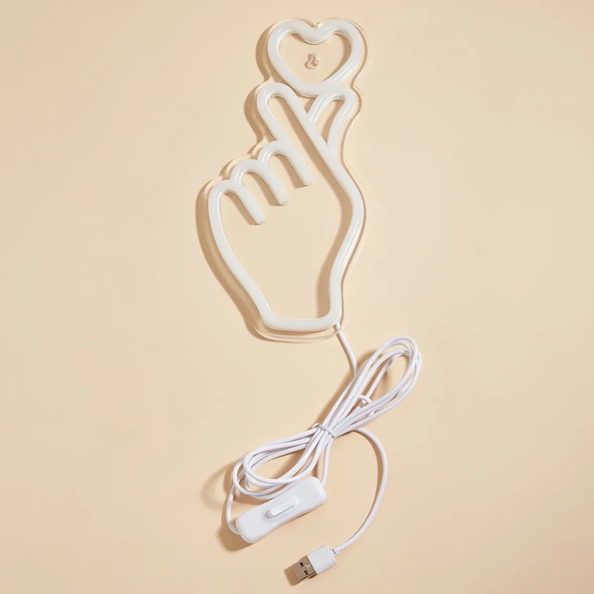 LED Neon Sign Finger Heart USB Powered - Festive Fancies