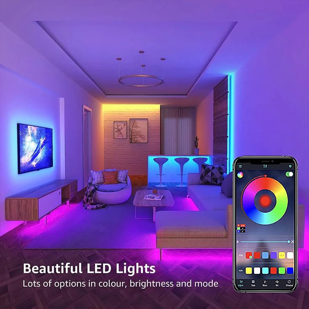 LED RGB5050 Strip Lights Bluetooth or WiFi Compatible with Tuya Smart Life Supports Alexa Google - Festive Fancies