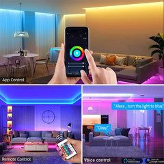 LED RGB5050 Strip Lights Bluetooth or WiFi Compatible with Tuya Smart Life Supports Alexa Google - Festive Fancies